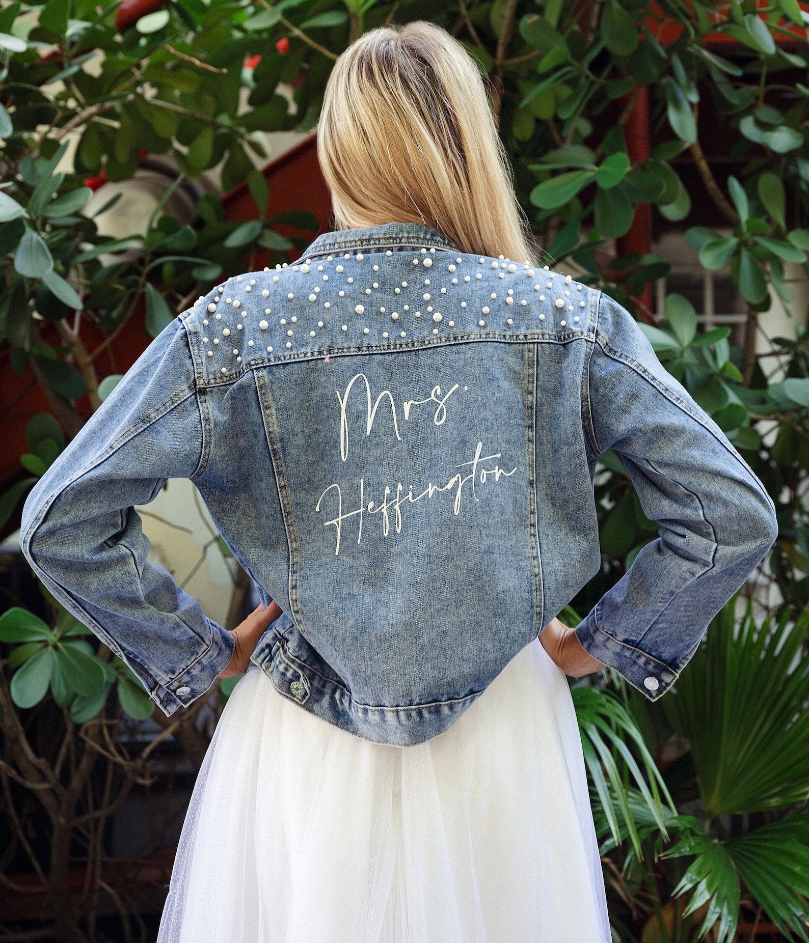 Mrs Pearl Jean Jacket, Denim Jacket for Bride, Bridal Jean Jacket Mrs Pearl Jean Jacket, Denim Jacket for Bride, Bridal Jean Jacket