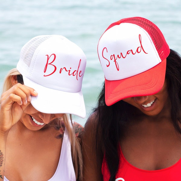 Customized Trucker Hat, Hats for Bachelorette Party, Bride Squad Trucker hat, Bridesmaid gifts, Bridal hat, Bride tribe, Bride squad-Adinda