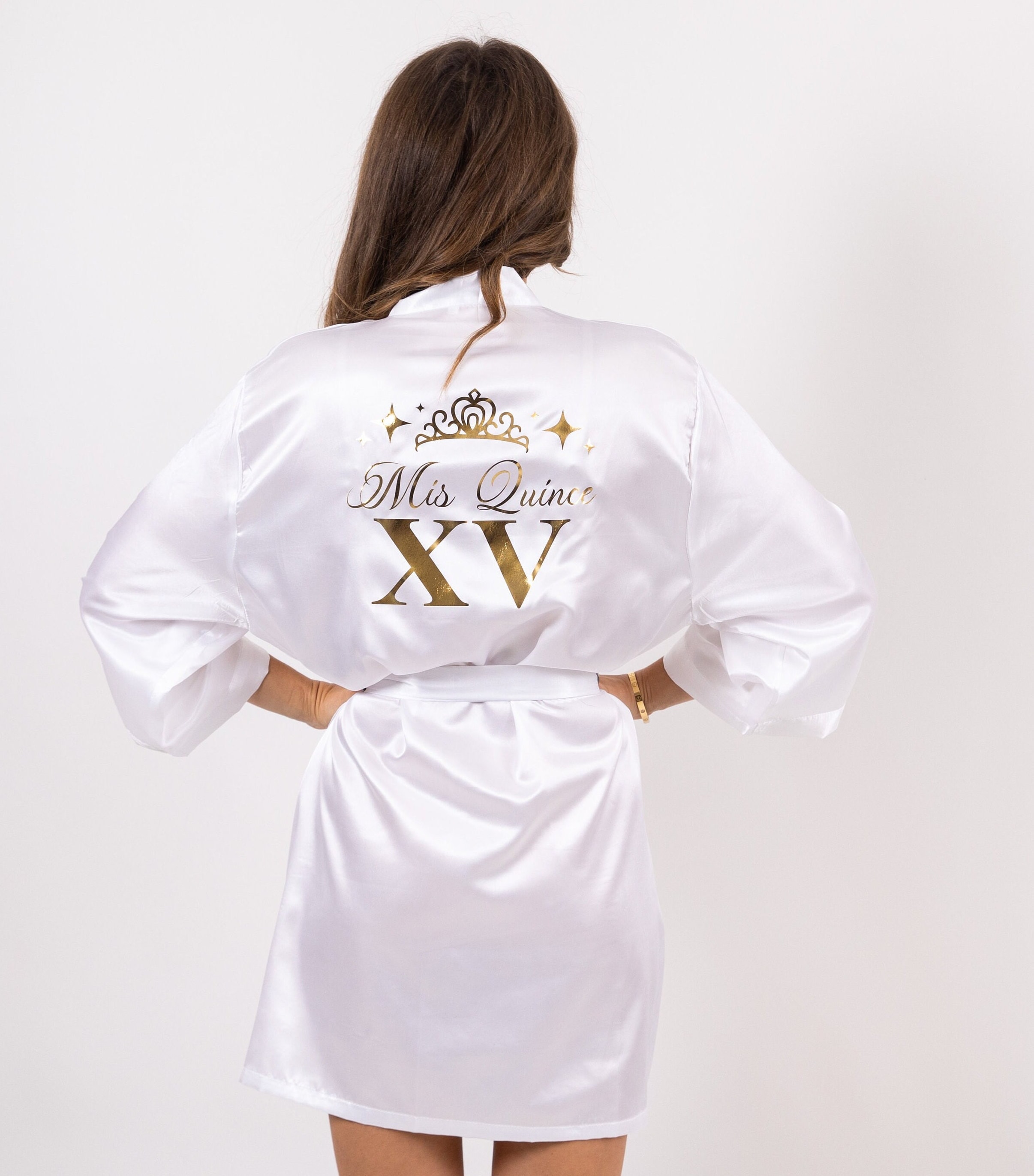 Custom Quinceanera Satin Robe & Slippers Set