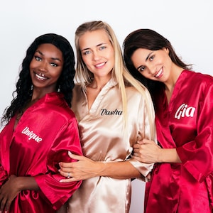 Custom Satin Bridal Robes: Glitter Bachelorette Party Gifts