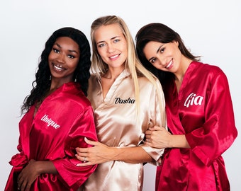 Custom Satin Bridal Robes: Glitter Bachelorette Party Gifts