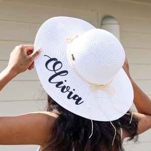 Personalized sun hats with names, Bridal sun hat, Bridesmaids Custom Floppy Sun hats with shells, Customized Sun hats, Maid of Honor gift
