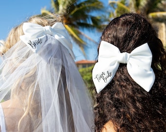 Bride Veil Bow: Bachelorette Party Hair Bow Set