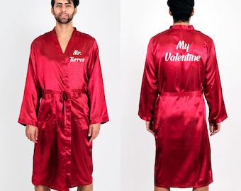 Regalo de San Valentín, batas de satén personalizadas para hombre, batas personalizadas, Mr Robes, regalo para hombre, regalo para esposo, regalo para papá, San Valentín