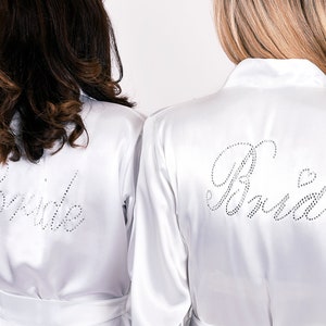 Feather Bridal Robe: Rhinestone Bride-to-be Satin Robe - Etsy