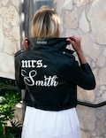 Mrs Custom Faux Leather Jacket, Bride Leather Jacket, Wedding Jacket,  Mrs and Mr Jacket, Anniversary Gift, Honeymoon Gift -gothic style