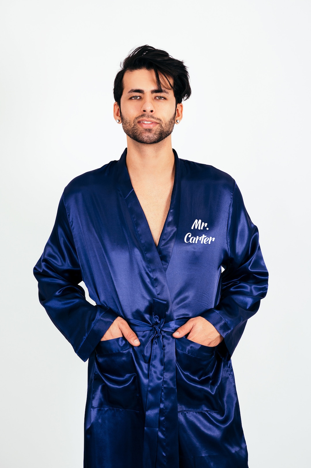 Mr Custom Robe, Personalized Mens Robes, Groom Satin Robes, Groomsmen