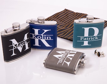 Personalized Leather Flask: Groomsmen Gift, Custom Engraved