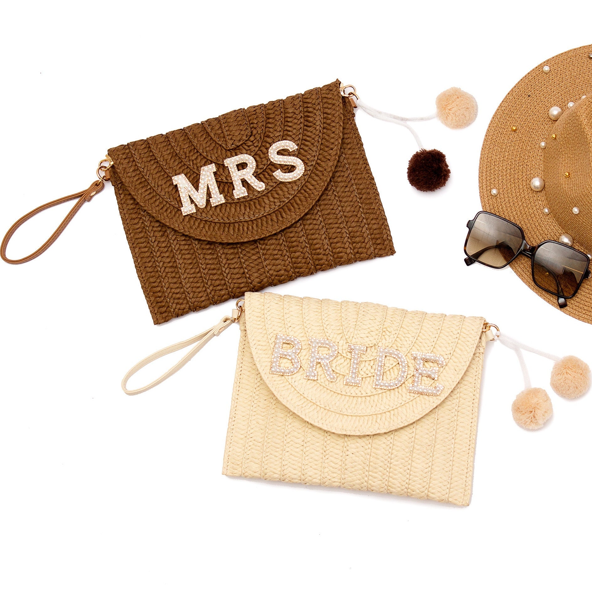 Personalised straw clutch hotsell