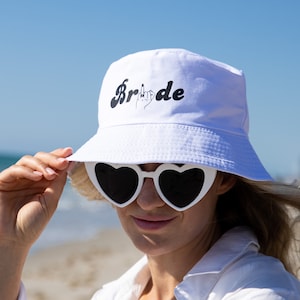 Bride Bachelorette Party Hats, Bride Bucket Hat, Bride white hat, Bride Sun hat,  Bridal shower gift, Bachelorette favors, Bride cap -bucket