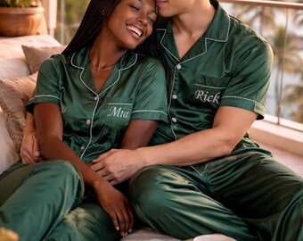 美品✨セオリー CRUSHED SATIN ブルゾン お家洗い可 ネイビー S Personalized Satin Couple Pajamas: Mr & Mrs Matching Pjs S+L - Etsy