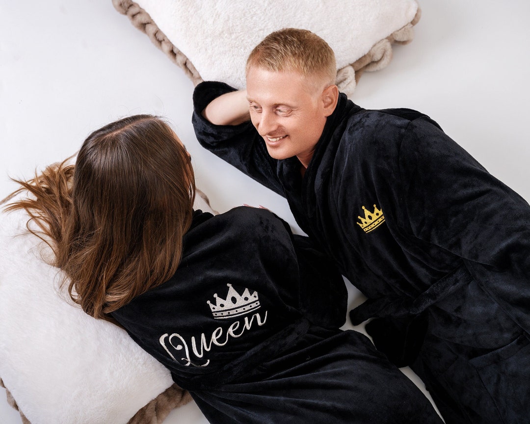 King and Queen Robes for Couples, EMBROIDERY Custom Bathrobes for