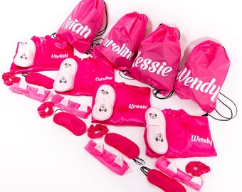 Personalized Kids Spa Party Set: Satin Robe, Slippers & Backpack