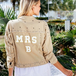 Custom Mrs. Denim Jacket: Bridal Shower Gift, Personalized Jean Jacket
