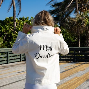 Custom Mrs. Wedding Faux Leather Jacket: Bridal Honeymoon Gift