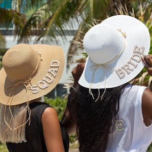 Custom Bridesmaid Sun Hat with Shells: Bridal Party Gift