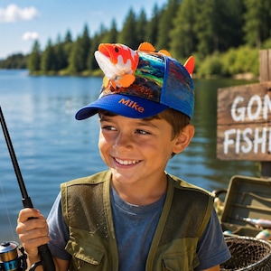 Custom Fish Caps, Men's Fish Trucker hat, Men's Trucker hat shark, Men's shark baseball caps, Men's fishing caps, Gift for him, Fishing Gift image 11