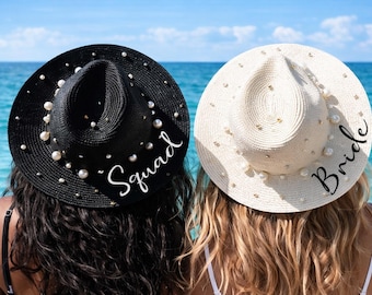 Chapeaux de perles personnalisés : chapeaux de soleil pour mariage, cadeaux de mariage, chapeaux personnalisés