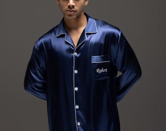 Personalized Satin Men's Pajamas: Custom Loungewear