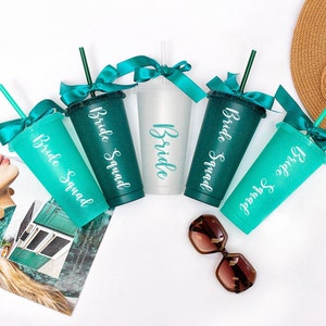 Tumblers for bridesmaids, Bachelorette gifts, Bridesmaid gifts, Tumblers with names, Custom Plastic Beach Tumblers, Girls trip gifts-helloha