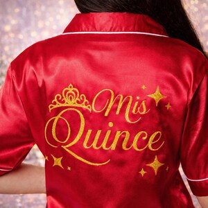 Personalized Mis Quince Pajamas Set, Quinceañera Pajamas, Custom Name Satin Pjs, Sweet 15 Pajama Set, XV Birthday Outfit, Mis Quince Gift