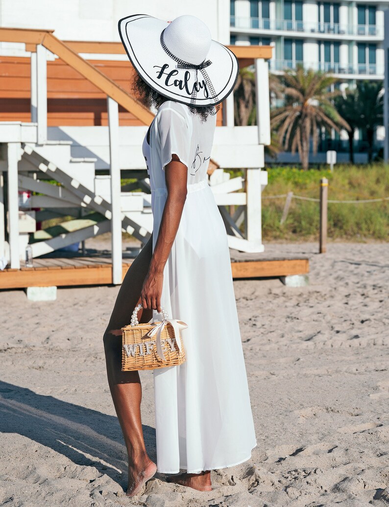 Bride Bag With Pearls Handle Customized Straw Bag Wifey Bag Etsy