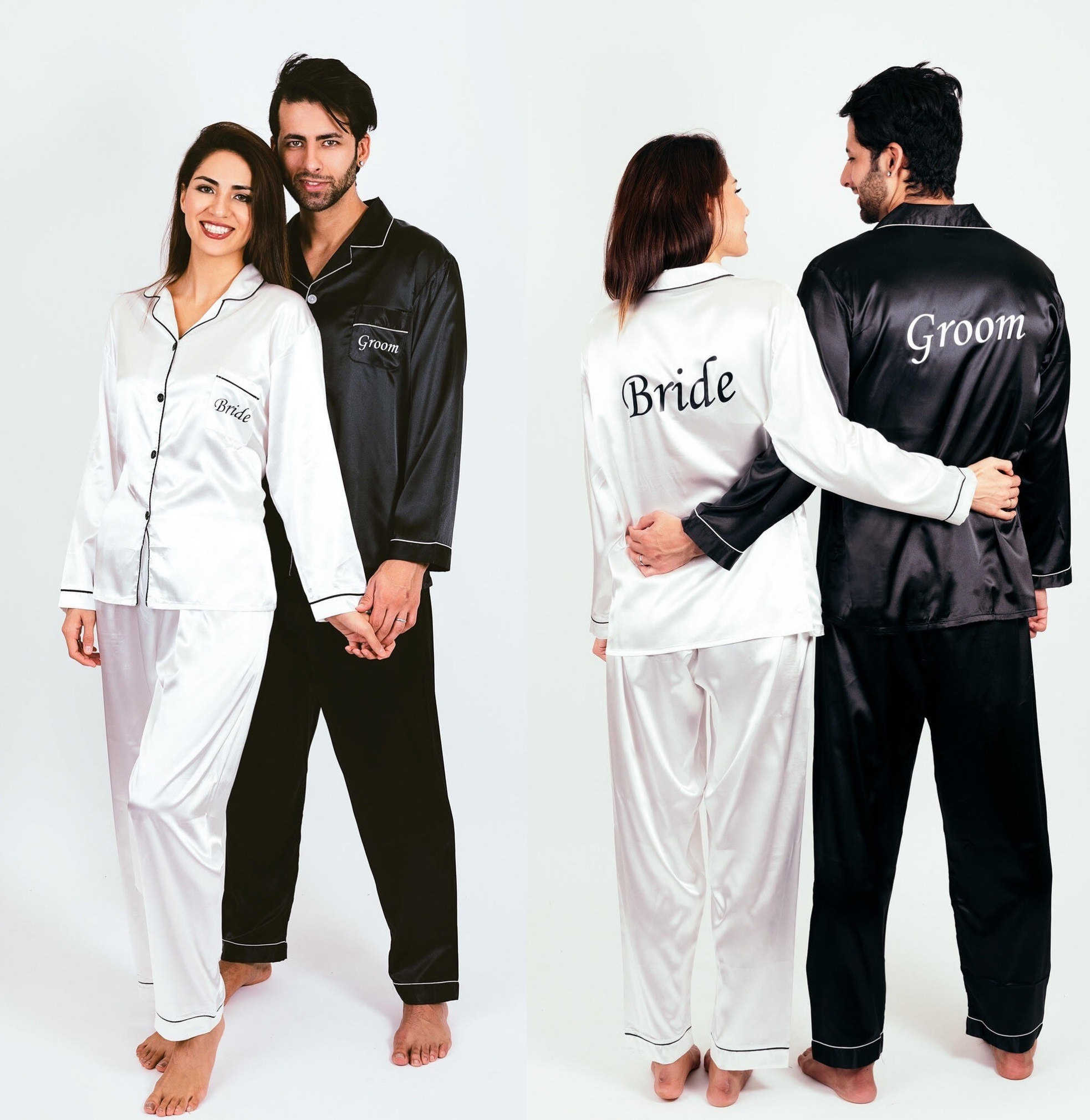 Buy Mr and Mrs Pajama Sets, Groom and Bride Pjs, Custom Satin Pajamas for  Couple, Satin Personalized Pjs , Honeymoon Gift, Anniversary Gift LL Online  in India 