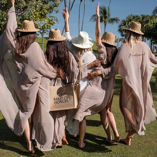 Bata de playa brillante para despedida de soltera: bata personalizada para novia y damas de honor