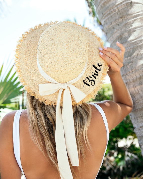 Bachelorette Custom Straw Beach Hats, Floppy Beach Hat, Customized Bride  Hat, Personalized Beach Hat, Mrs. Beach Hat, Bridesmaid Gifts-straw 