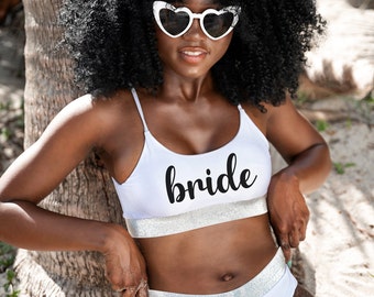 Bride Swimsuit, Bridal Rhinestone Bikini, Your Text Swimsuit, Custom Bikini For Bachelorette,  Bride Squad Swimsuits, Personalized Swimsuits