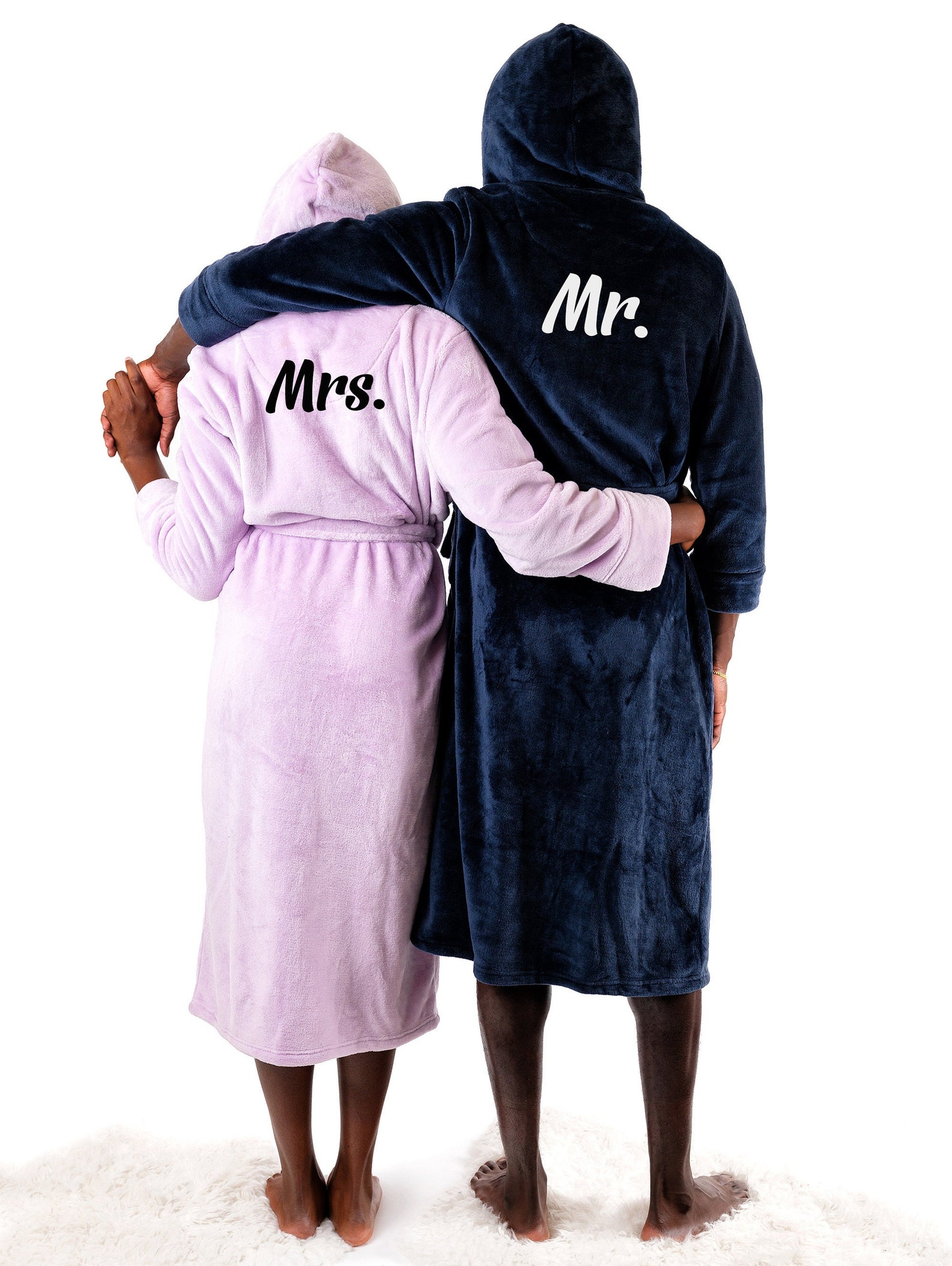 Custom His and Hers Bathrobes With Hoodies Long Bathrobes Etsy