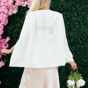 50% Bride White Jacket, Wedding coat, White blazer for Bride, Bride gift, Mrs Custom White Jacket for the Wedding day, Wedding Cape blazer