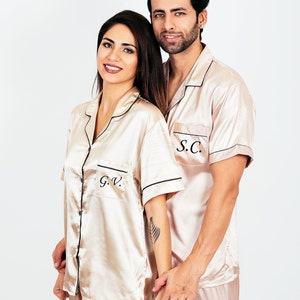 Personalized Satin Pajamas: Couple&#39;s Mr & Mrs PJs, Honeymoon Gift