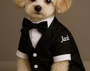 Personalized Dog Tuxedo: Wedding Outfit with Bow Tie