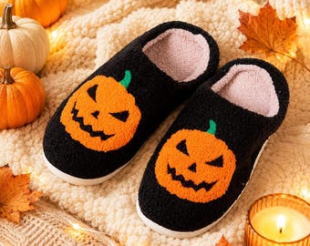 Halloween slippers, Personalized Slippers, Pumpkin Custom slippers, Cool slippers, Custom slippers, Fall slippers, Thanksgiving Gift