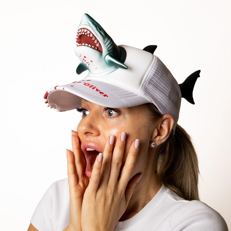Custom Fish Caps, Men's Fish Trucker hat, Men's Trucker hat shark, Men's shark baseball caps, Men's fishing caps, Gift for him, Fishing Gift image 13