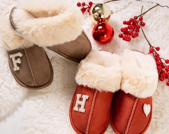 Christmas Custom slipper, Personalized Warm Slippers, Christmas gift, Winter Bridesmaid slippers, Bride slippers, Gift for her, Mom gift-new