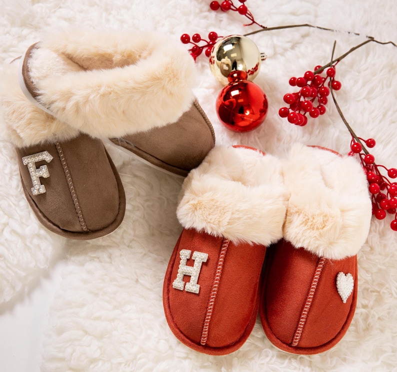 Christmas Custom slipper, Personalized Warm Slippers, Christmas gift, Winter Bridesmaid slippers, Bride slippers, Gift for her, Mom gift-new
