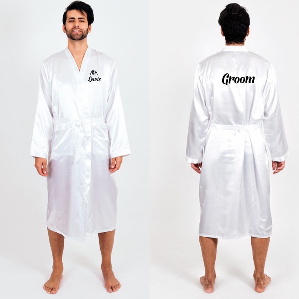 Groom Custom Satin robes, Personalized mens robes, Groomsmen robes, Mr robe, Gift for Him, Gift for Honeymoon, Gift for Groom, Wedding robes