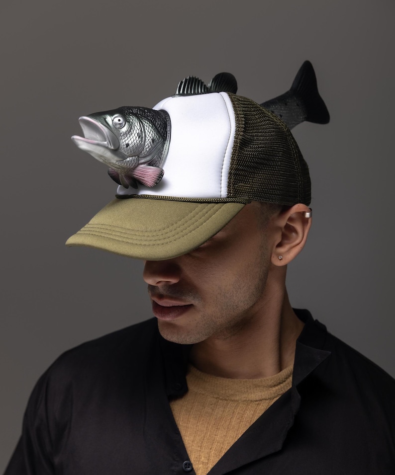 Custom Fish Caps, Men's Fish Trucker hat, Men's Trucker hat shark, Men's shark baseball caps, Men's fishing caps, Gift for him, Fishing Gift