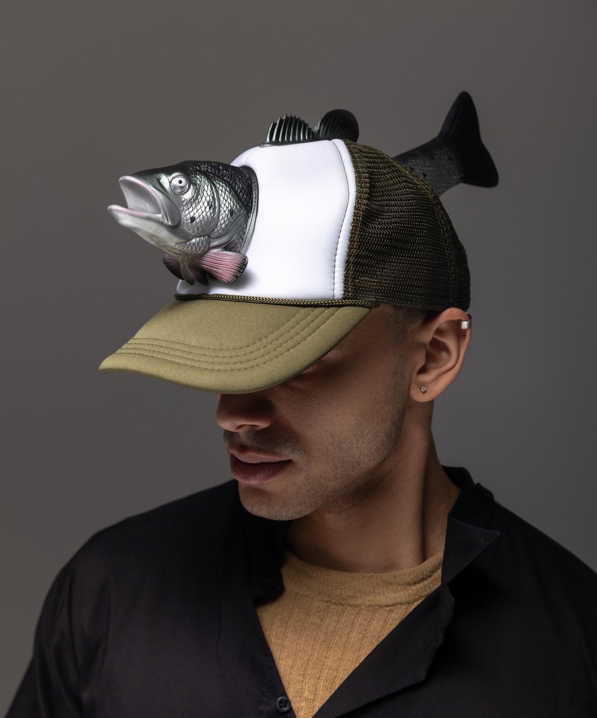 Custom Fish Caps, Men's Fish Trucker hat, Men's Trucker hat shark, Men's shark baseball caps, Men's fishing caps, Gift for him, Fishing Gift