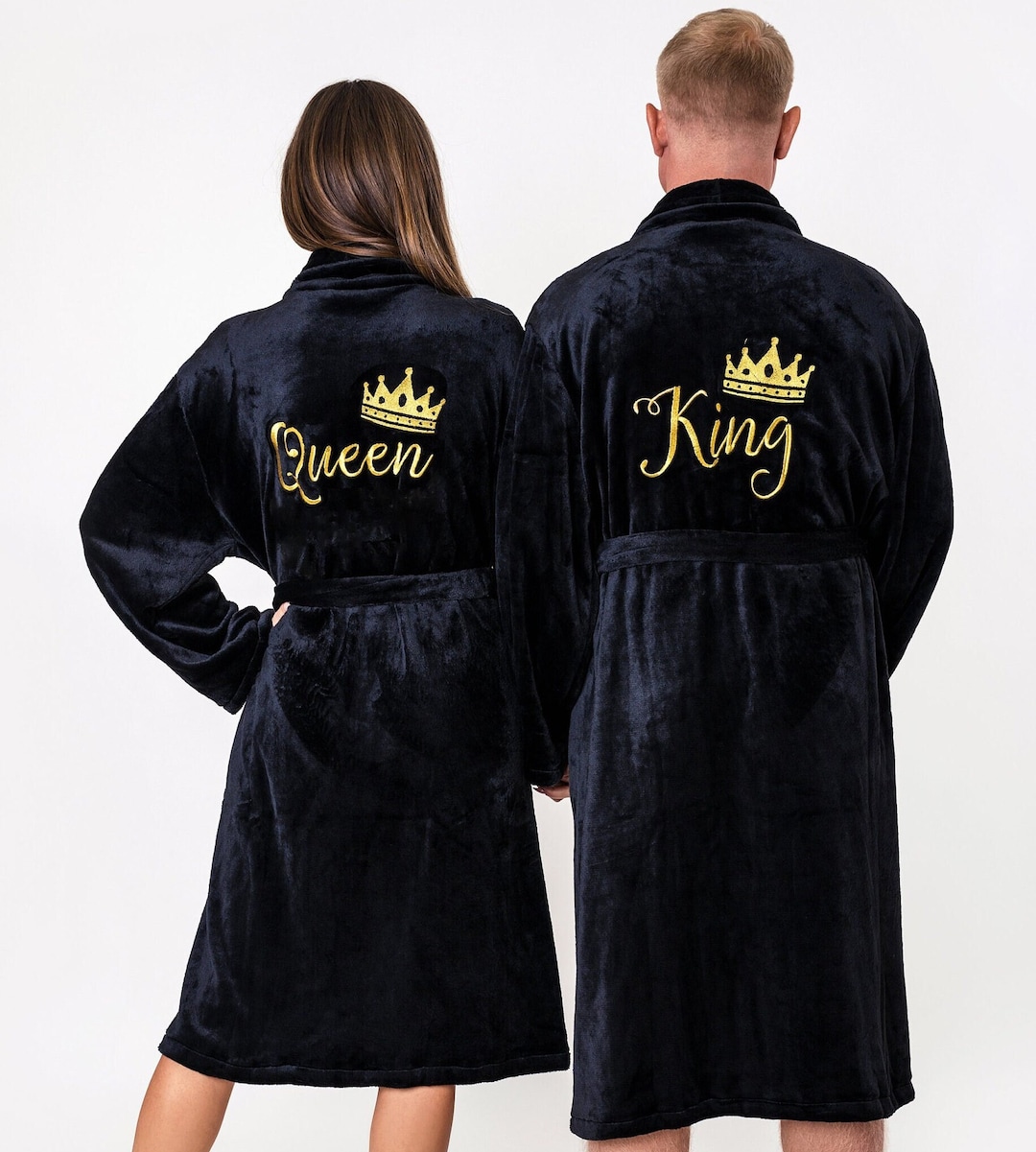 EMBROIDERY Custom King and Queen Robes for Couples, Custom Bathrobes