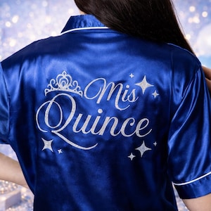 Mis Quince Satin Pajamas, Personalized Quinceañera Pajama Set, Custom Name Pajamas, Sweet 15 Birthday Outfit, Quinceañera Gift for Girl