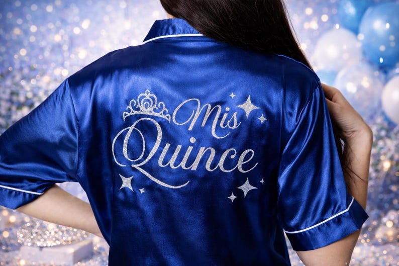Mis Quince Satin Pajamas, Personalized Quinceañera Pajama Set, Custom Name Pajamas, Sweet 15 Birthday Outfit, Quinceañera Gift for Girl
