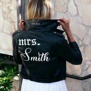 Custom Bridal Leather Jacket: Gothic Mrs. Wedding Jacket