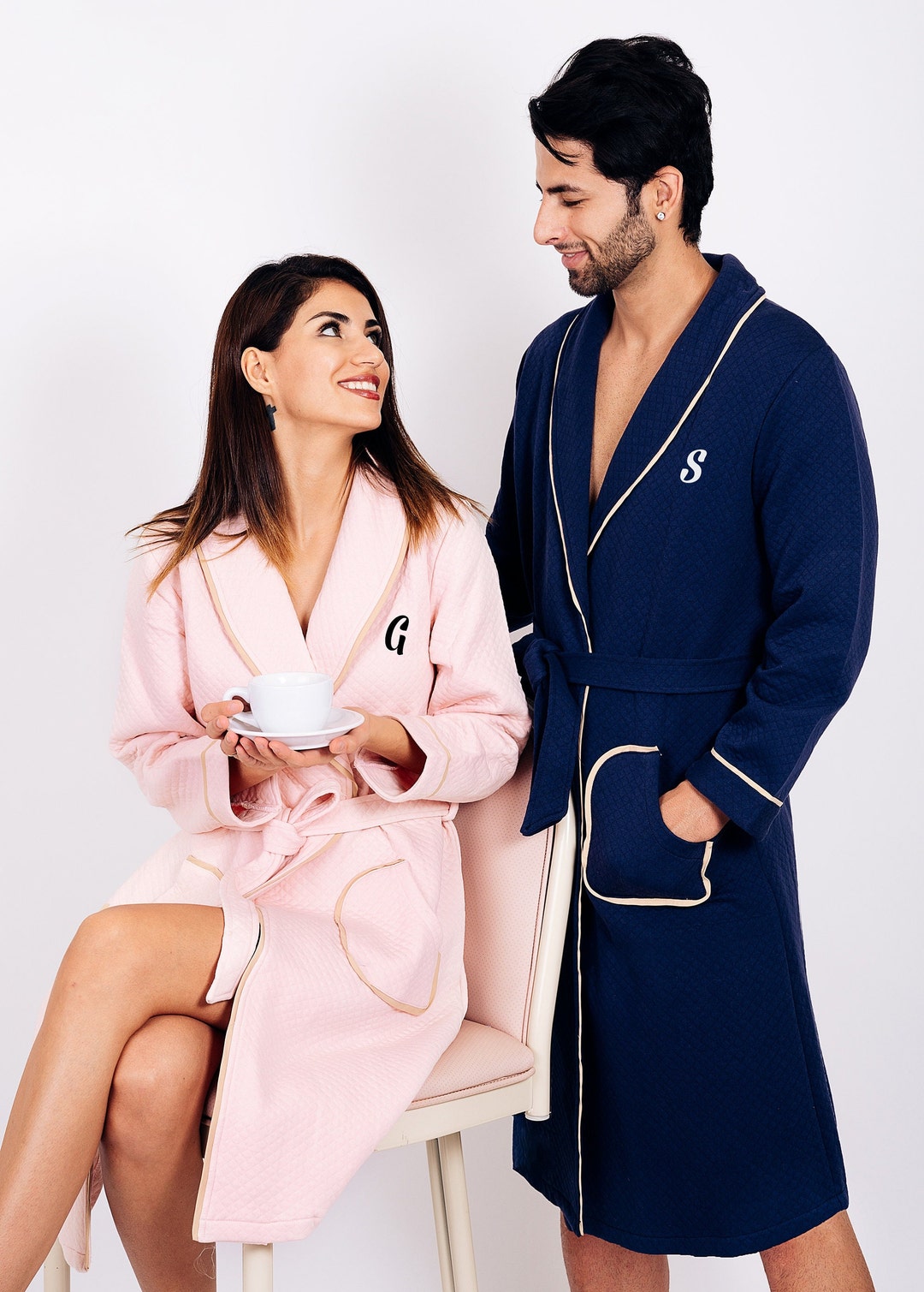 Custom Bathrobes, for Couple, Mr and Mrs Bathrobes W/collar, Wedding