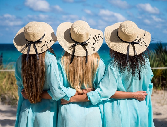 BRIDE TRIBE floppy Summer beach Sun Hats Honeymoon 7 Pcs Bride and Bridesmaid Sun Hat Bulk Foldable Floppy  main image 4