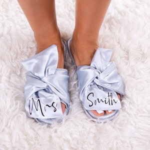 Custom Satin Bride Slippers: Bachelorette Party Gifts