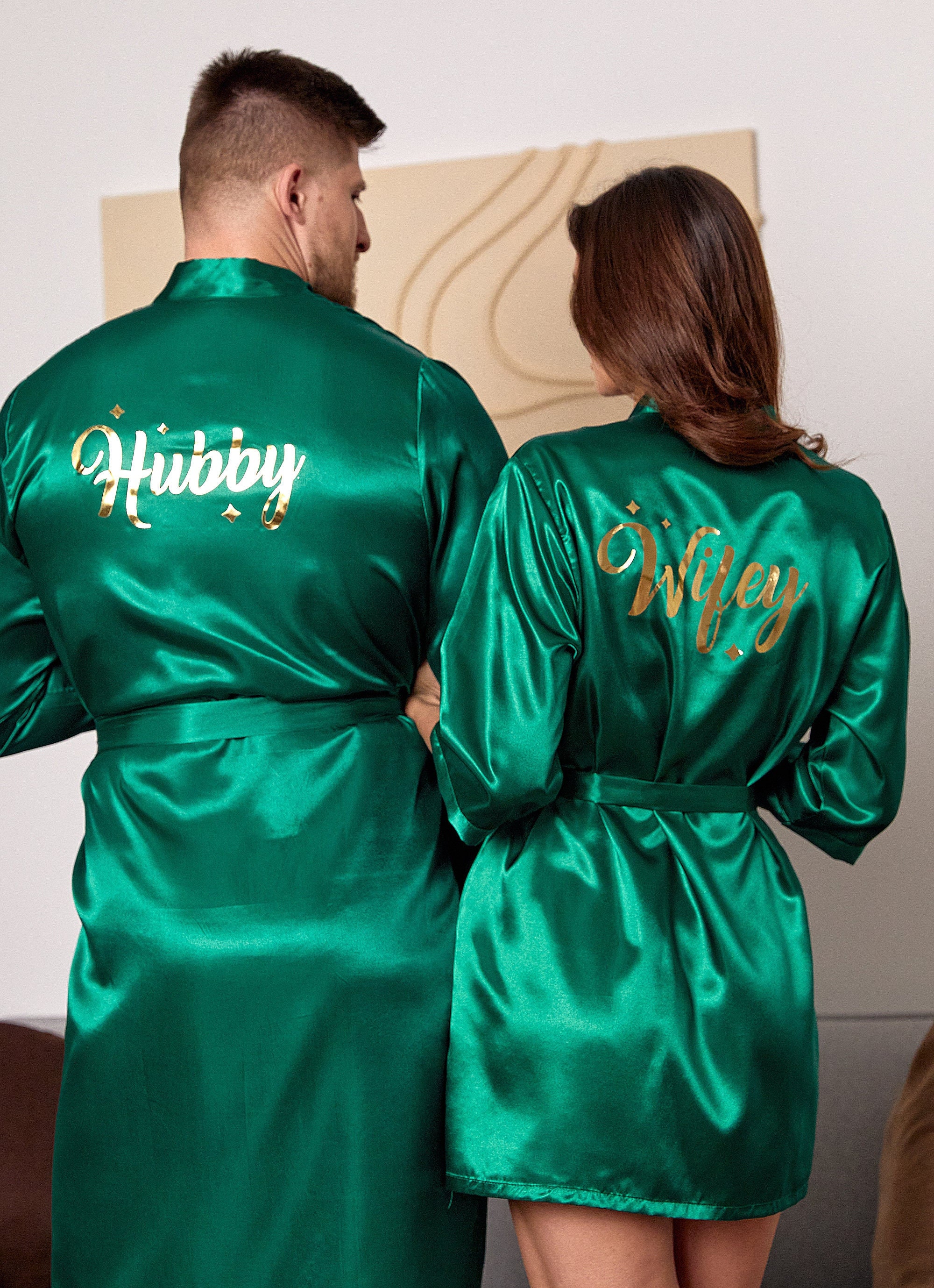 Saint In Robe Bride and Groom Satin Robes, Customized Robes, Hubby and Wifey Robes ...