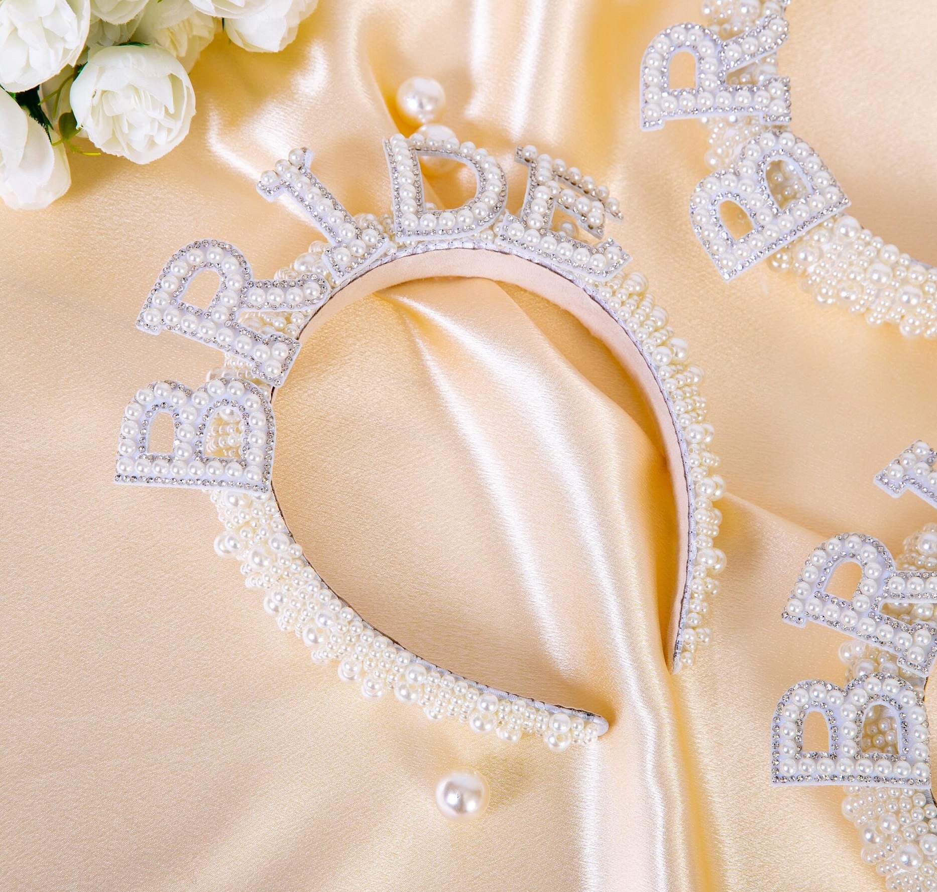Bride Pearl Headband: Bachelorette Party Hair Accessory - Etsy